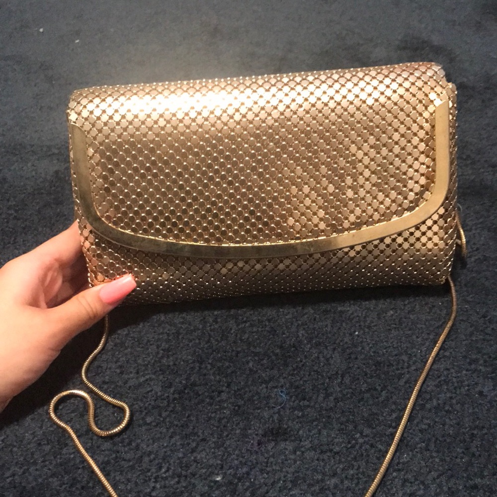 Gold chain mail hand bag